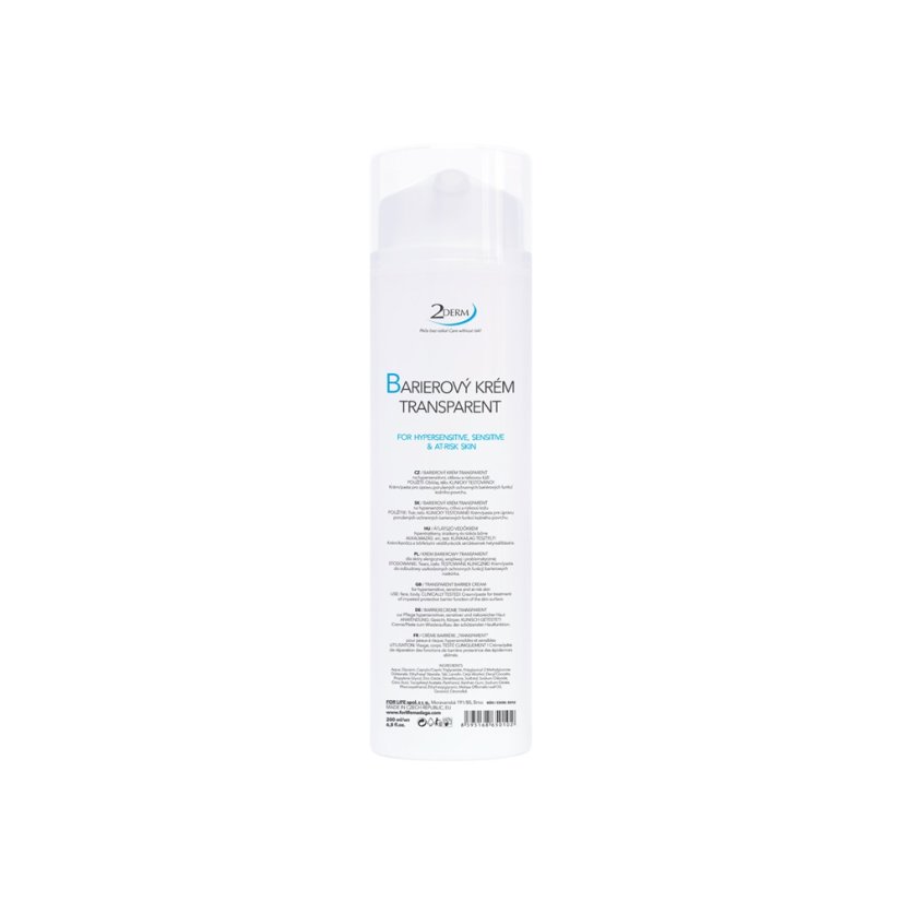 2DERM Bariérový krém pro podrážděnou pleť - Transparent 200 ml