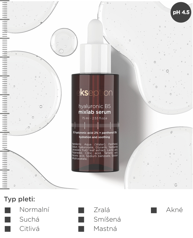 EKSEPTION sérum proti zarudnutí pleti - Hyaluronic B5  75 ml
