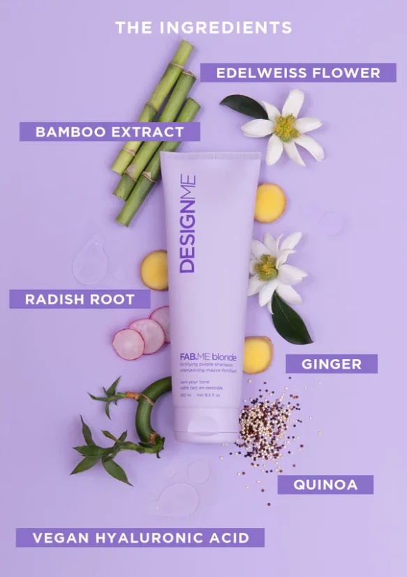 DESIGN.ME Fab.Me - šampon pro blond a šedé vlasy Blonde Purple Shampoo 250 ml