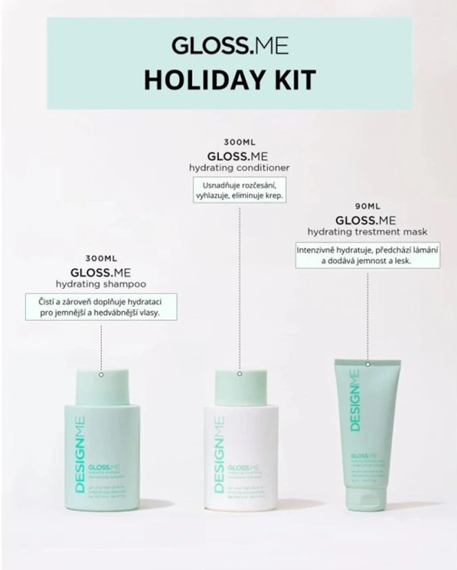 DESIGNME sada pro hydrataci vlasů - Hydrating Kit Gloss.Me 3 ks