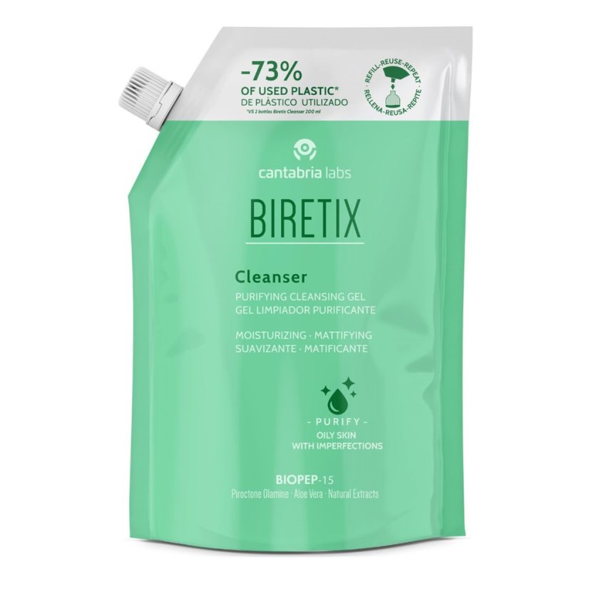 BIRETIX čistící gel pro mastnou pleť - CLEANSER (náhradní náplň) 400 ml